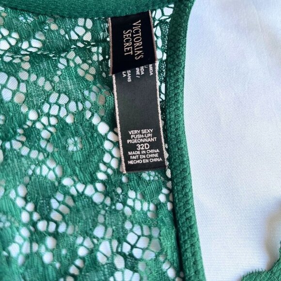 VICTORIA'S SECRET FOREST GREEN VERY SEXY PUSH-UP PIGEONNANT RACERBACK LACE BRA - Picture 8 of 10